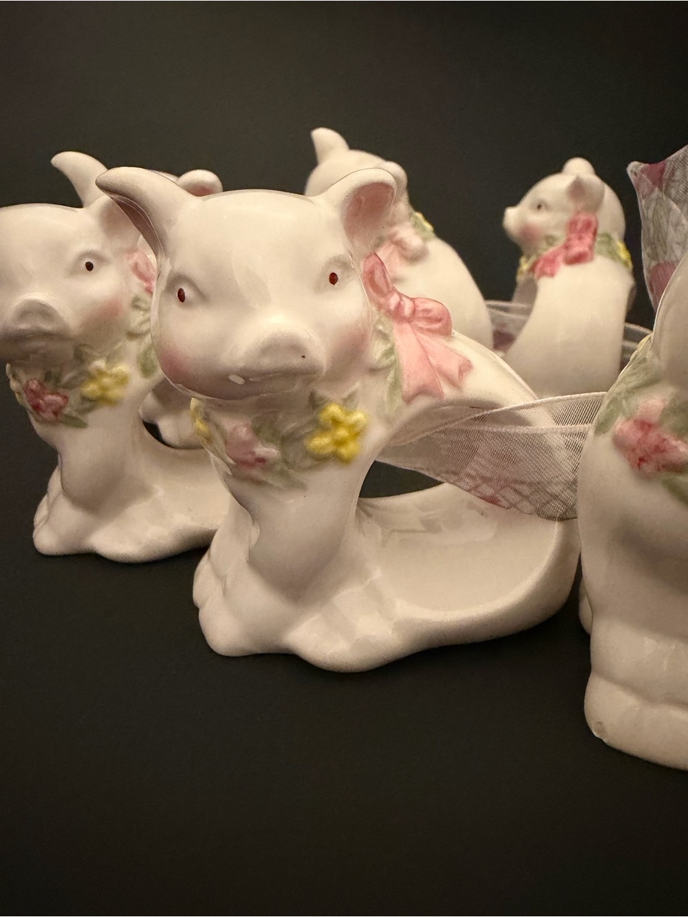 Vintage Pig Napkin Rings Set of 8